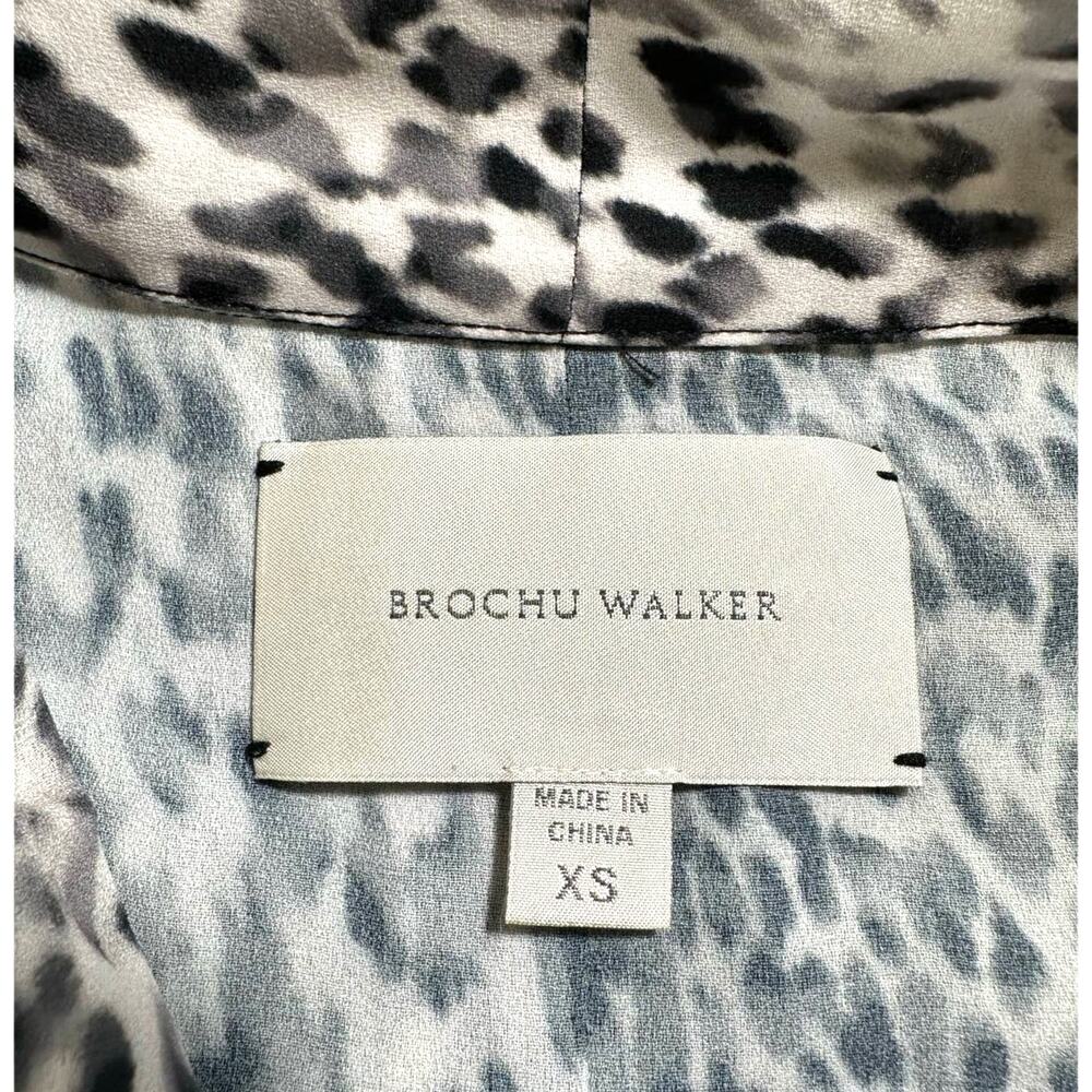 Brochu Walker Snow Leopard Print V-Neck Sleeveless Draped Top Grey Black XS - Picture 6 of 10